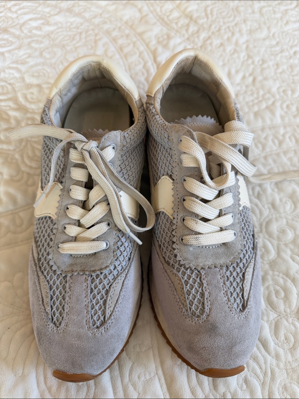 Dolce Vita Light Gray Suede & Mesh Lace-Up Sneakers